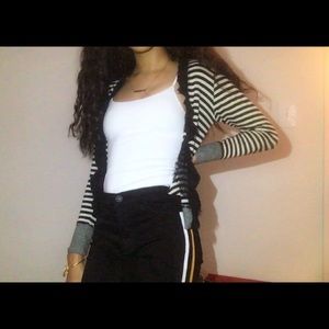 GIRLS STRIPED CARDIGAN SWEATER